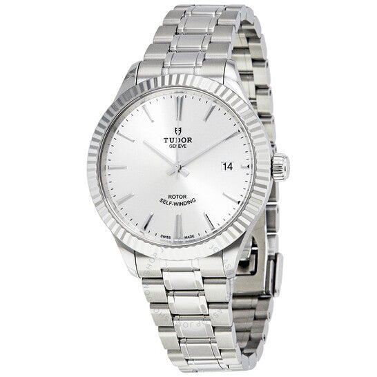 ساعة تيودور ستايل أوتوماتيكية للرجال بمينا فضي