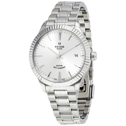 ساعة تيودور ستايل أوتوماتيكية للرجال بمينا فضي