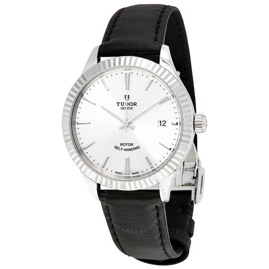 ساعة تيودور ستايل أوتوماتيكية للرجال بمينا فضي