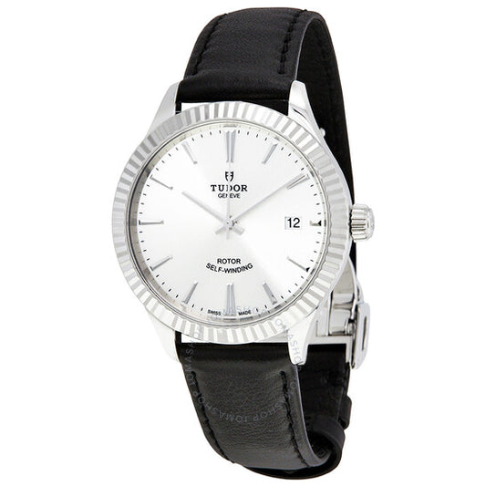 ساعة تيودور ستايل أوتوماتيكية للرجال بمينا فضي