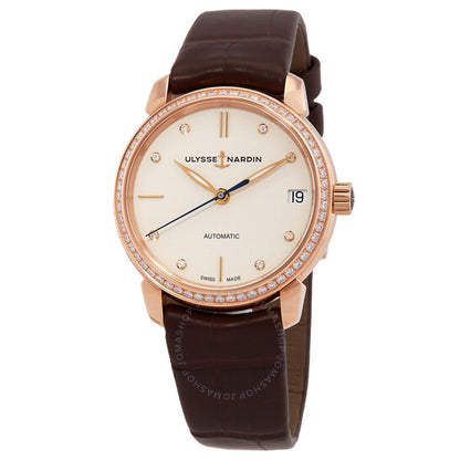 ساعة أوليس ناردين أوتوماتيكية مرصعة بالألماس للسيدات