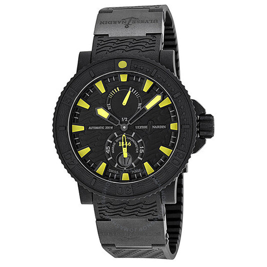 Ulysse Nardin, Black Sea Black and Yellow Dial Black Rubber Men's Watch