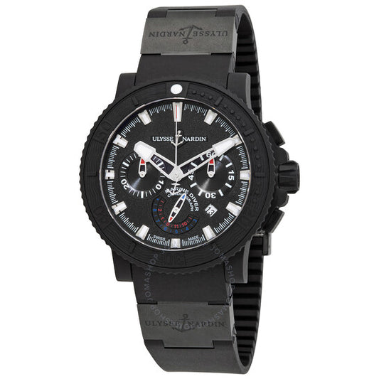 Ulysse Nardin, Black Sea Chronograph Black Dial Black Rubber Men's Watch