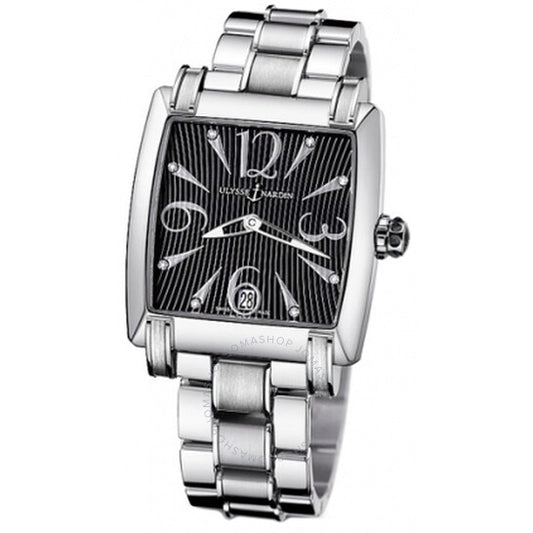 ساعة أوليس ناردين كابريس أوتوماتيكية للسيدات بمينا أسود من الفولاذ المقاوم للصدأ 133-91-7-06-02