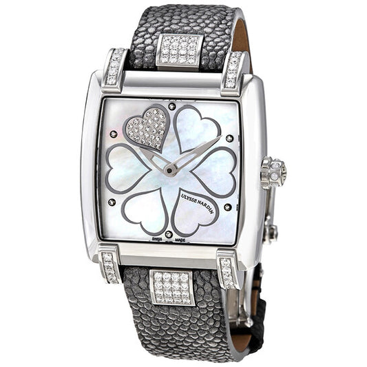 ساعة أوليس ناردين كابريس أوتوماتيكية للسيدات بمينا من عرق اللؤلؤ والألماس 133-91C-HEART