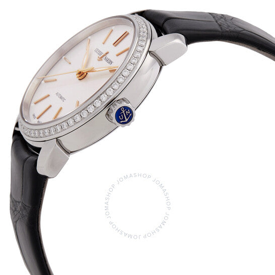 ساعة كلاسيكو أوتوماتيكية للسيدات من أوليس ناردين، بمينا فضي مرصعة بالألماس