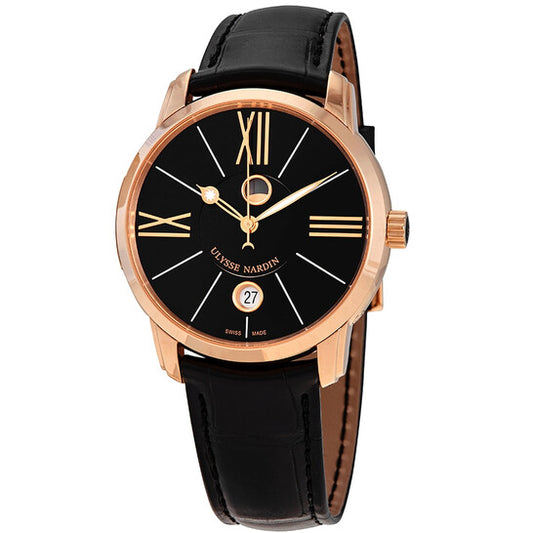 Ulysse Nardin, Classico Luna Black Dial Alligator Leather Automatic Men's Watch