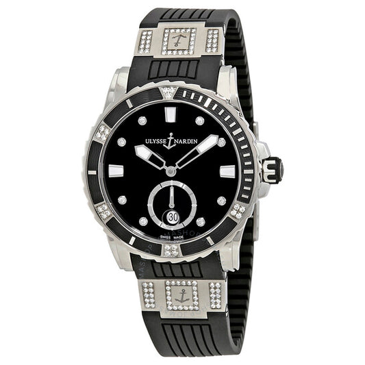 ساعة أوليس ناردين دايفر أوتوماتيكية للسيدات بمينا أسود