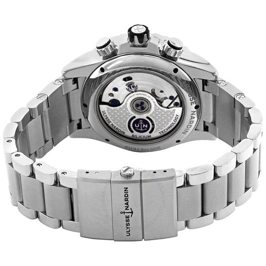 ساعة أوليس ناردين دايفر كرونوغراف أوتوماتيكية للرجال بمينا أسود