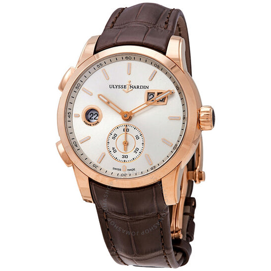 Ulysse Nardin, Dual Time Silver Dial 18kt Rose Gold Men's Watch 3346-126-91
