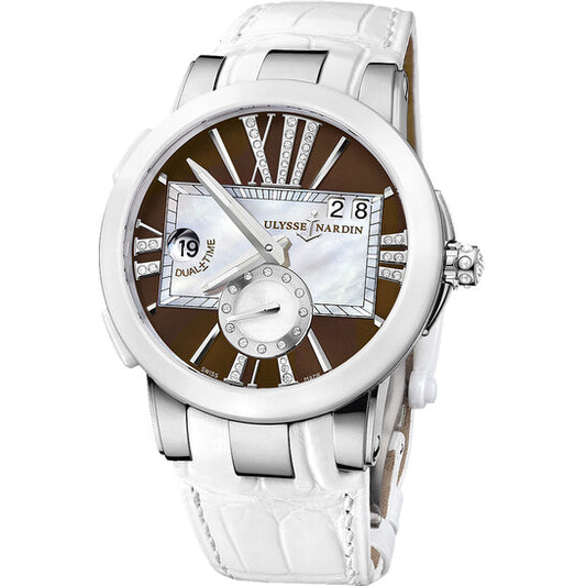 Ulysse Nardin, Executive Dual Time Brown and Mother of Pearl Diamond Dial Automatic Men's Watch