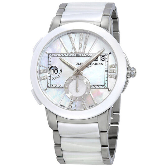 ساعة Ulysse Nardin Executive Dual Time النسائية بمينا من عرق اللؤلؤ GMT
