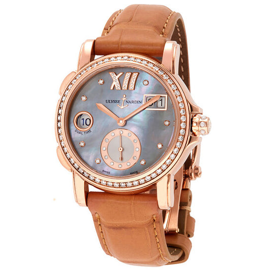 ساعة Ulysse Nardin، GMT Big Date أوتوماتيكية مرصعة بالألماس للسيدات