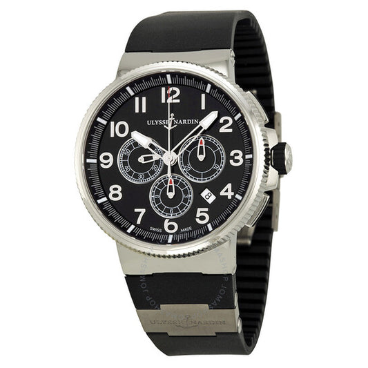 Ulysse Nardin, Marine Chronograph Black Dial Black Rubber Men's Watch 1503-150-3-62