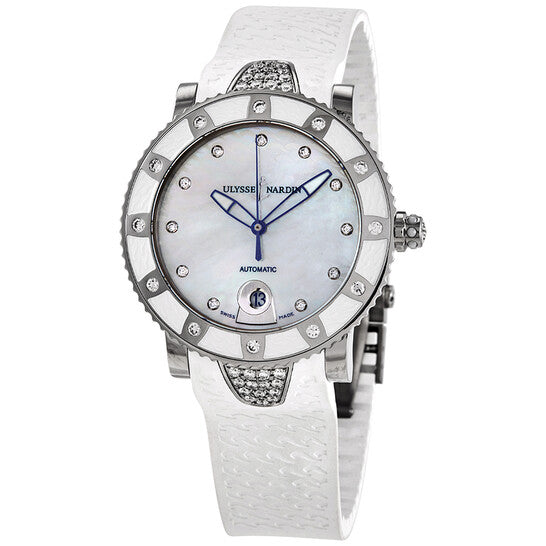ساعة أوليس ناردين مارين دايفر أوتوماتيكية مرصعة بالألماس للسيدات