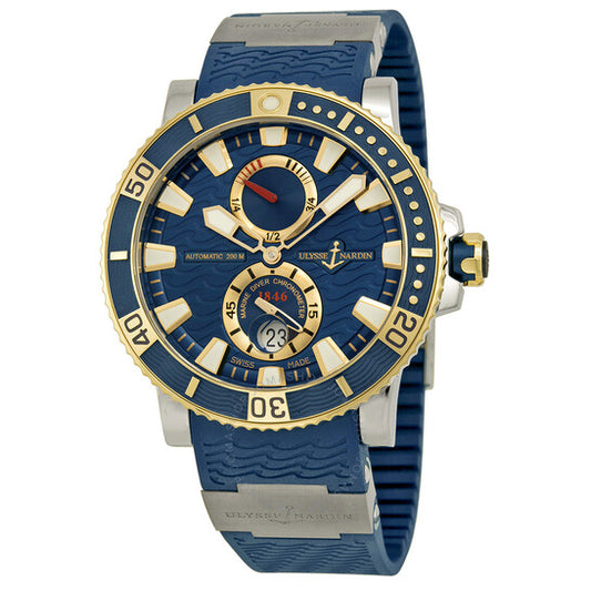 Ulysse Nardin, Marine Diver Blue Dial Titanium and 18kt Yellow Gold Men's Watch 265-90-3T-93
