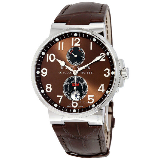 Ulysse Nardin, Maxi Marine Chronometer Brown Dial Leather Automatic Men's Watch 263-66-625