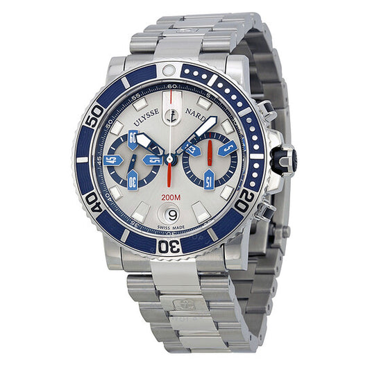 Ulysse Nardin, Maxi Marine Diver Silver Dial Chronograph Stainless Steel Automatic Men's Watch 8003-102-7-91