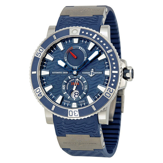 Ulysse Nardin, Maxi Marine Diver Titanium Blue Dial Blue Rubber Men's Watch