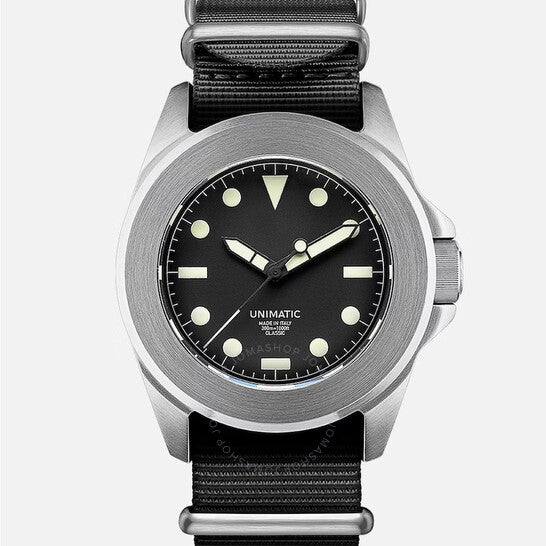 ساعة يونيماتيك U4 الكلاسيكية الأوتوماتيكية للرجال بمينا أسود