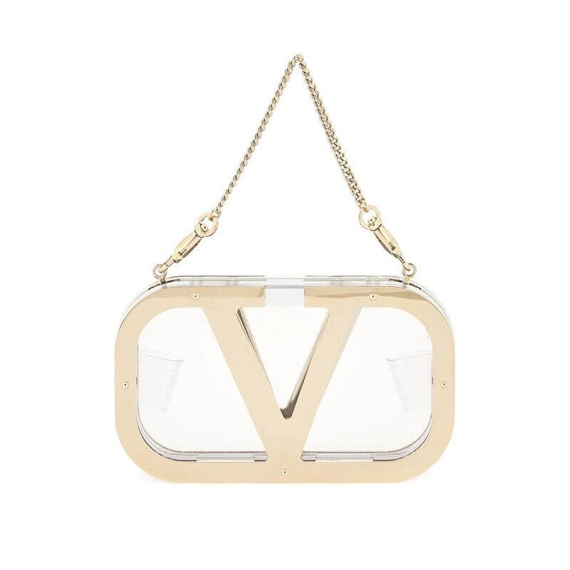 Garavani Logo-Plaque Clear Clutch