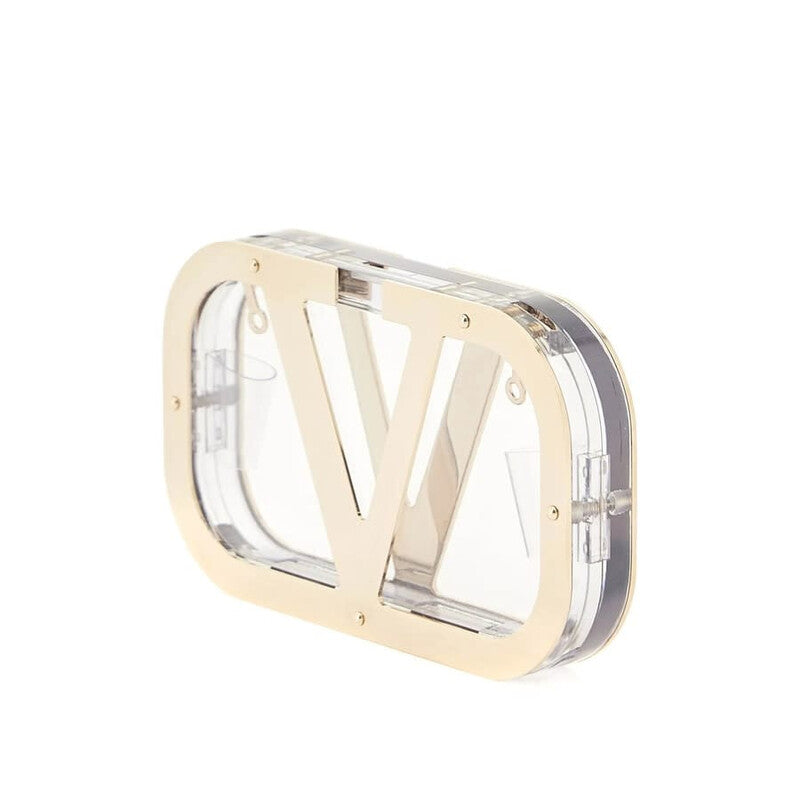 Garavani Logo-Plaque Clear Clutch