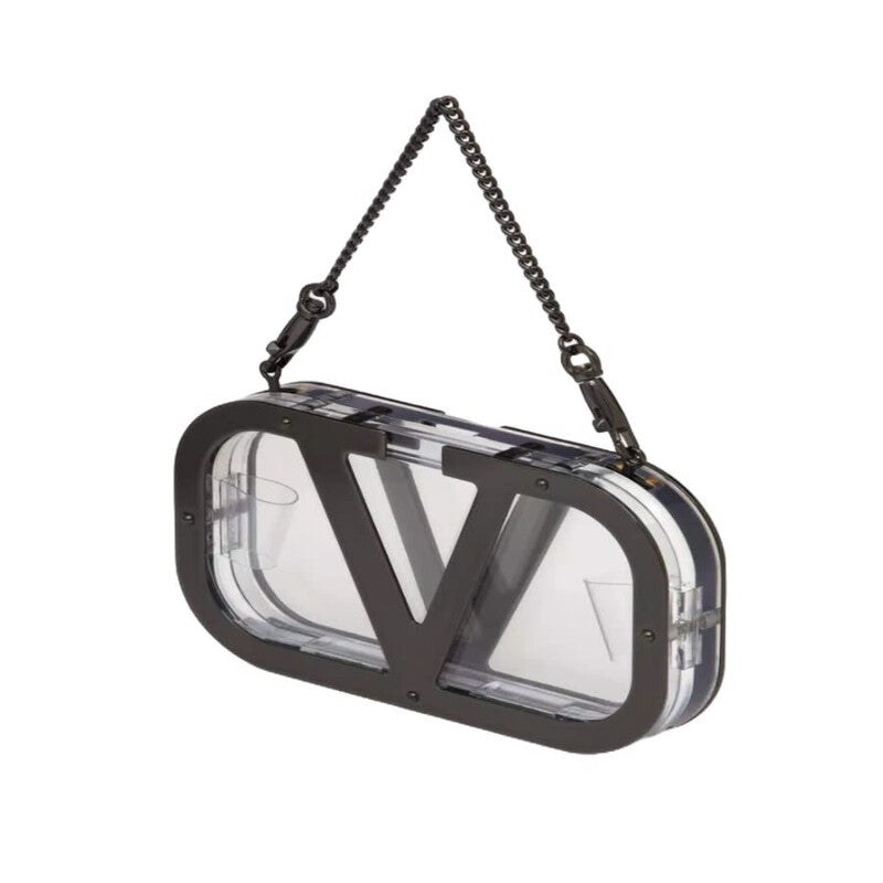 Garavani Logo-Plaque Clear Clutch