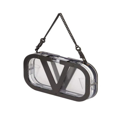 Garavani Logo-Plaque Clear Clutch