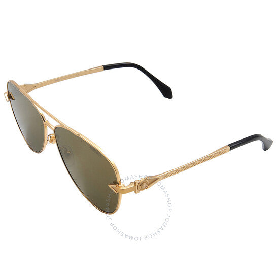 نظارة شمسية فيرساتشي بايلوت للرجال، لون بني وذهبي، بتصميم مرآة