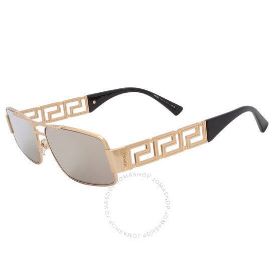 نظارة شمسية فيرساتشي، مستطيلة باللون البني والذهبي العاكس للرجال