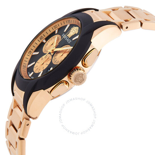 ساعة فيرساتشي كرونوغراف كوارتز للرجال بمينا سوداء