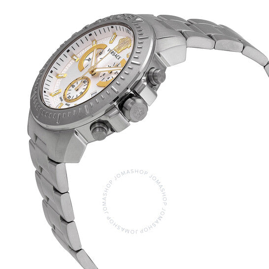 ساعة فيرساتشي كرونوغراف كوارتز للرجال بمينا فضي