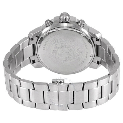 ساعة فيرساتشي كرونوغراف كوارتز للرجال بمينا فضي