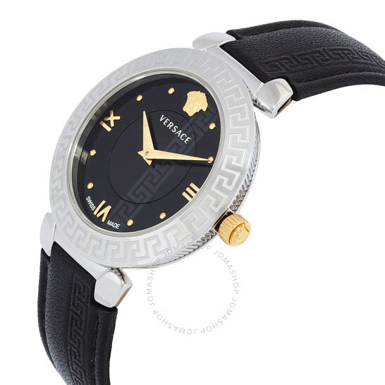 ساعة دافنيس كوارتز نسائية بمينا أسود من فيرساتشي