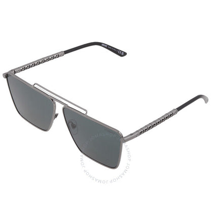 نظارة شمسية رجالية من Versace، بتصميم Browline باللون الأخضر الداكن