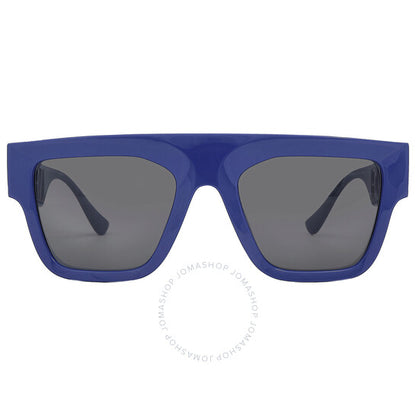 نظارة شمسية رجالية من Versace، بتصميم Brown Line باللون الرمادي الداكن