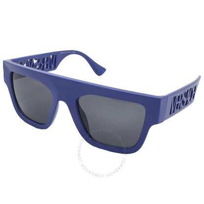 نظارة شمسية رجالية من Versace، بتصميم Brown Line باللون الرمادي الداكن