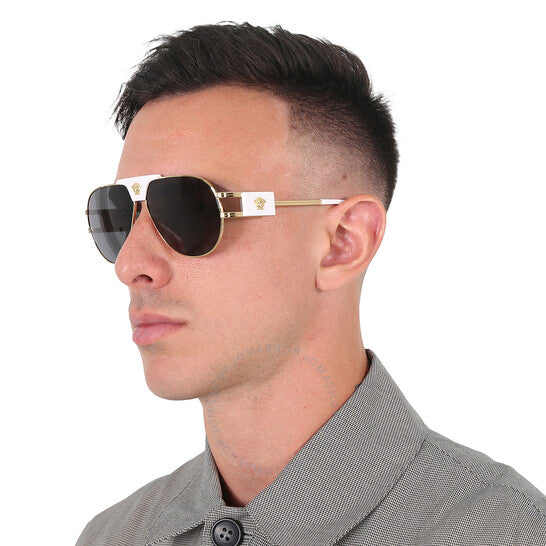 Versace, Dark Grey Pilot Men's Sunglasses