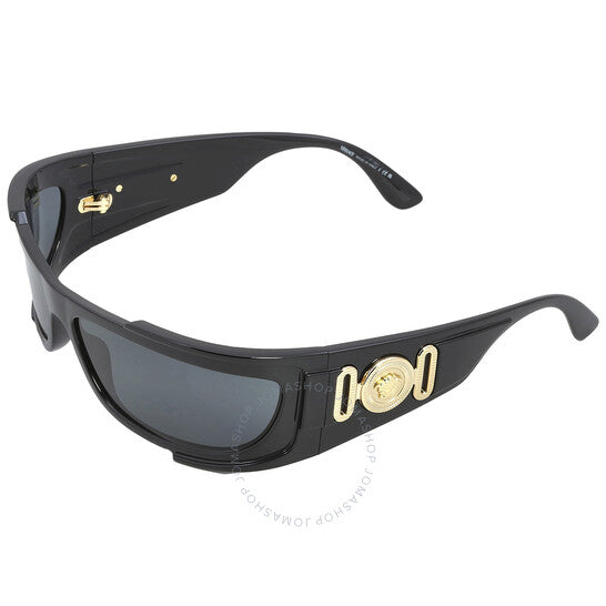 نظارة شمسية رجالية من فيرساتشي، رمادية داكنة ملفوفة