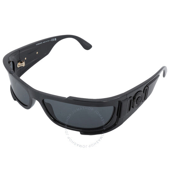 نظارة شمسية رجالية من فيرساتشي، رمادية داكنة ملفوفة