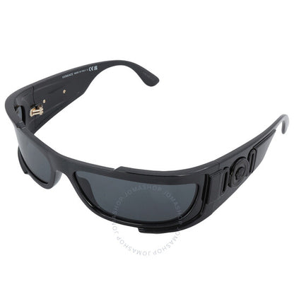 نظارة شمسية رجالية من فيرساتشي، رمادية داكنة ملفوفة