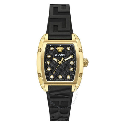 ساعة دومينوس كوارتز ألماسية نسائية من فيرساتشي، مينا سوداء