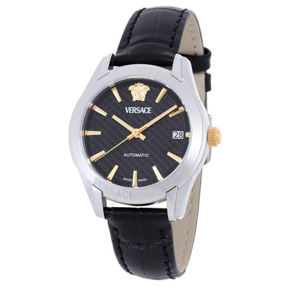 ساعة فيرساتشي جريكا كلاسيك أوتوماتيكية للسيدات بمينا أسود