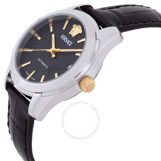 ساعة فيرساتشي جريكا كلاسيك أوتوماتيكية للسيدات بمينا أسود