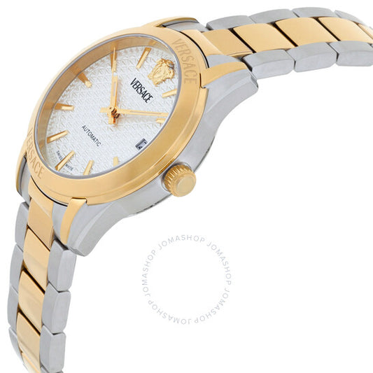 ساعة فيرساتشي جريكا كلاسيك أوتوماتيكية للسيدات بمينا فضي