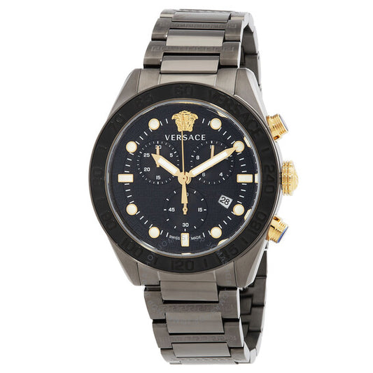 Versace, Greca Dome Chronograph Quartz Black Dial Men's Watch
