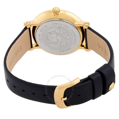 ساعة فيرساتشي جريكا فلوريش كوارتز بمينا سوداء للنساء