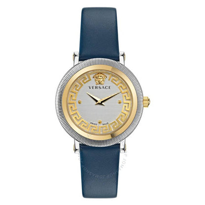 ساعة فيرساتشي جريكا فلوريش كوارتز بمينا فضية للنساء