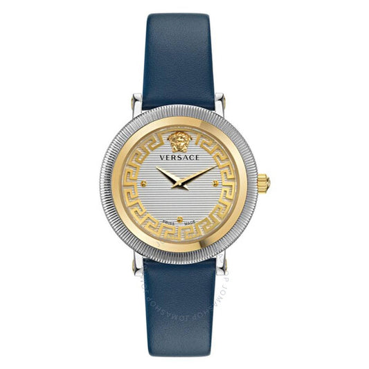 ساعة فيرساتشي جريكا فلوريش كوارتز بمينا فضية للنساء