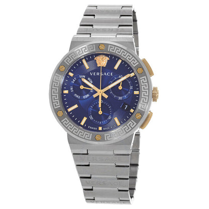 Versace, Greca Logo Chronograph Quartz Blue Dial Men's Watch